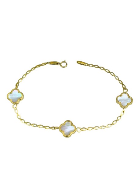 Bracelet gold Κ9 with crosses mother of pearl