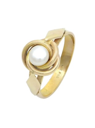 Ring gold K14 with pearl