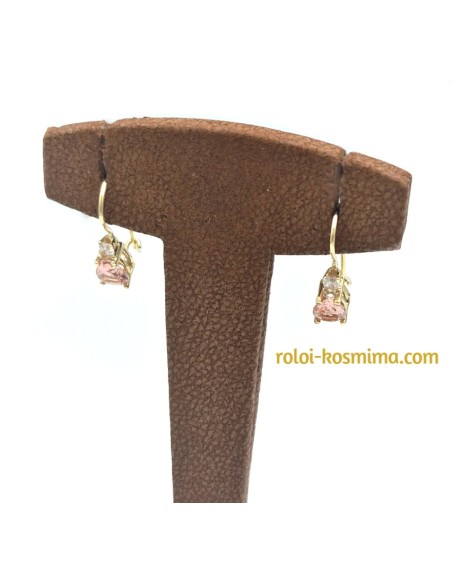 Earrings hanging gold K9 with pink morganite