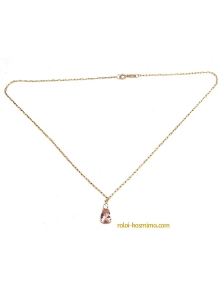 Necklace gold K9 with pink morganite