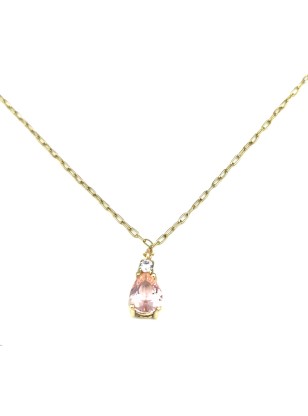 Necklace gold K9 with pink morganite