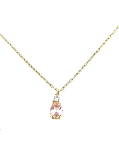 Necklace gold K9 with pink morganite