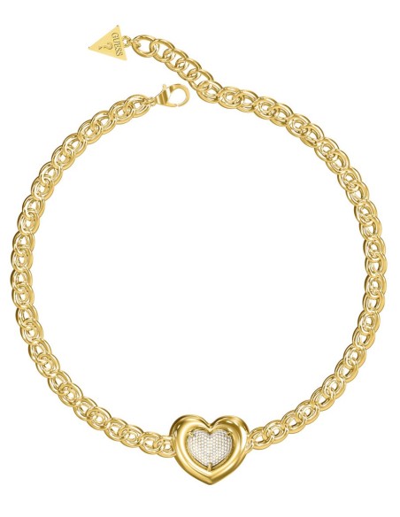 Κολιέ επίχρυσο GUESS STEEL L.O.V.E. JUBN05455JWYGT/U χρυσό με καρδιά