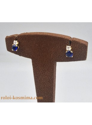 Earrings Gold K14 with blue zircon 2