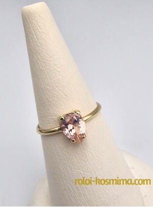 Ring gold K9 with pink morganite 2