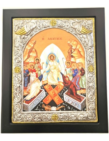 Εικόνα Ασημένια 925° Ανάσταση Κυρίου 23x28cm