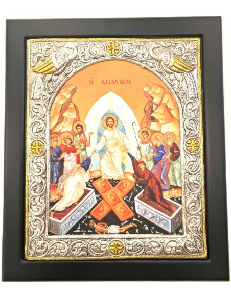 Εικόνα Ασημένια 925° Ανάσταση Κυρίου 23x28cm