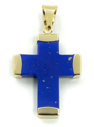 Σταυρός Χρυσός K9 με λαπις 16x28mm