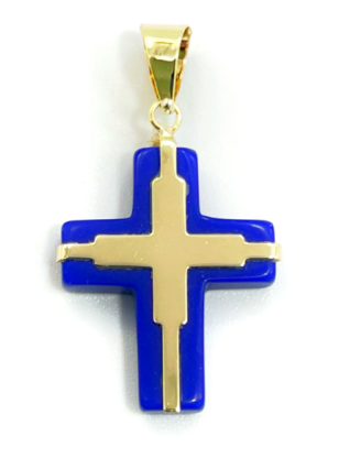 Σταυρός Χρυσός 14K με λάπις 17x30mm