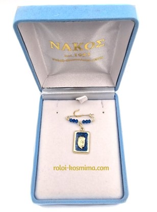 Child Pendant Gold 14Κ Jesus with blue glitter 2