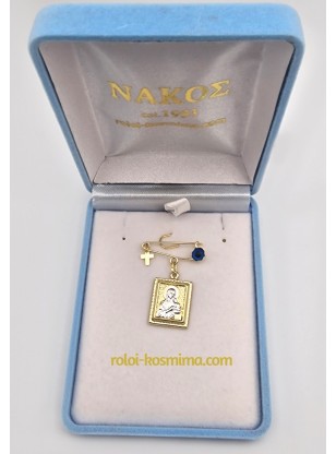 Παιδικό Φυλαχτό Χρυσό 14K Παναγία Δίχρωμη με παραμανάκι 2