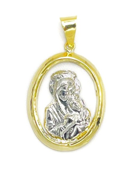 Pendant Gold Κ14 Mary with whitegold