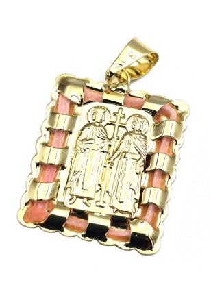 Child Pendant Gold 14Κ Mary two sides 2