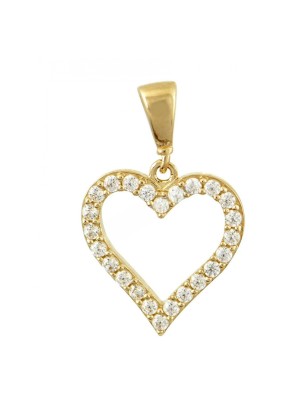 Pendant Gold 9Κ Heart with zircons