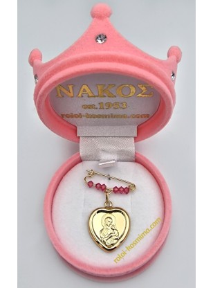 Παιδικό Φυλαχτό Χρυσό 14K Παναγία καρδιά με παραμανάκι 2