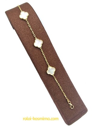 Bracelet gold 9Κ mother of pearl crosses type Van Cleef 2