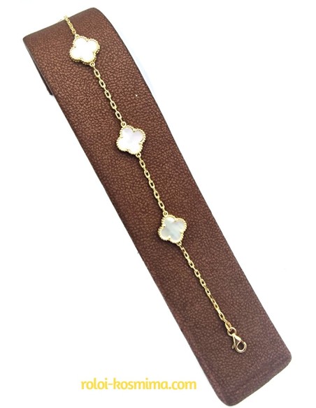 Bracelet gold 9Κ mother of pearl crosses type Van Cleef