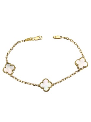 Bracelet gold 9Κ mother of pearl crosses type Van Cleef