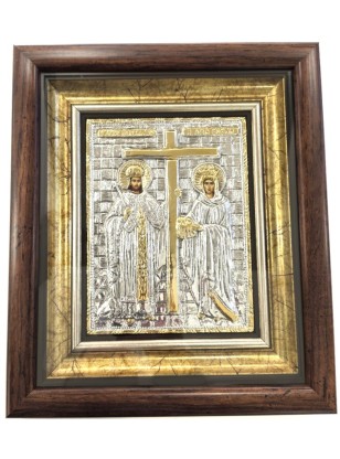Ασημένια Εικόνα Κωνσταντίνος και Ελένη 26x32cm