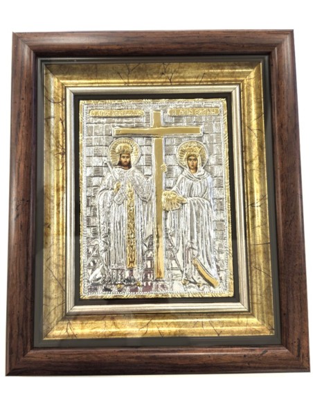 Ασημένια Εικόνα Κωνσταντίνος και Ελένη 26x32cm