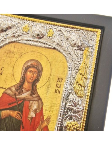 Silver icon 925 Saint Kiriaki 19x24cm