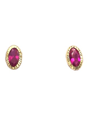 Earrings Gold 14Κ with red zircon