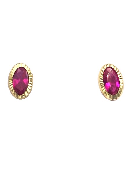 Earrings Gold 14Κ with red zircon