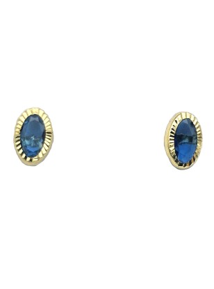Earrings Gold 14Κ with blue zircon