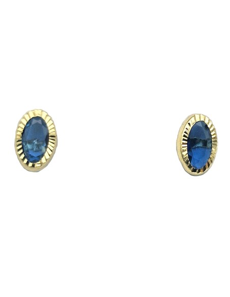Earrings Gold 14Κ with blue zircon
