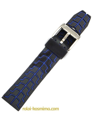 Silicon Strap Black-Blue details 22mm JD051