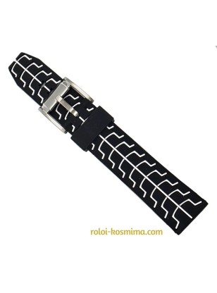 Silicon Strap Black-white details 22mm JD051 2