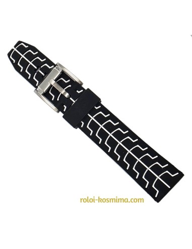 Silicon Strap Black-white details 22mm JD051