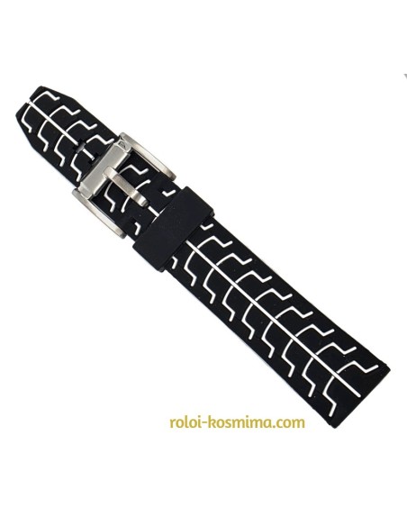 Silicon Strap Black-white details 22mm JD051