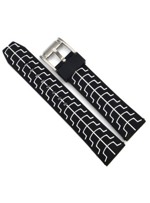 Silicon Strap Black-white details 22mm JD051