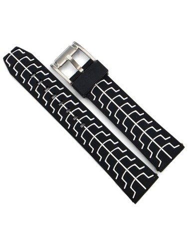 Silicon Strap Black-white details 22mm JD051