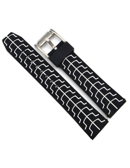 Silicon Strap Black-white details 22mm JD051