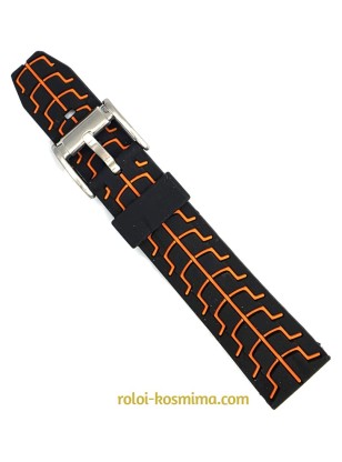 Silicon Strap Black-orange details 22mm JD051 2