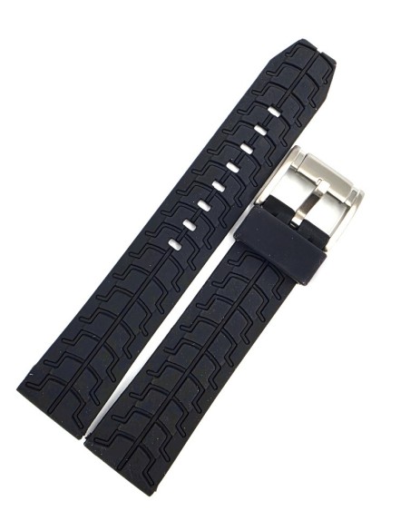 Λουράκι Σιλικόνης Μαύρο 22mm με αυλάκια JD051