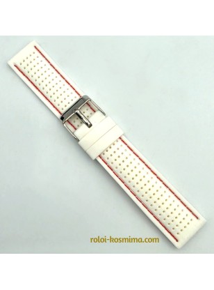 Silicon Strap white-red 22mm KC3 2