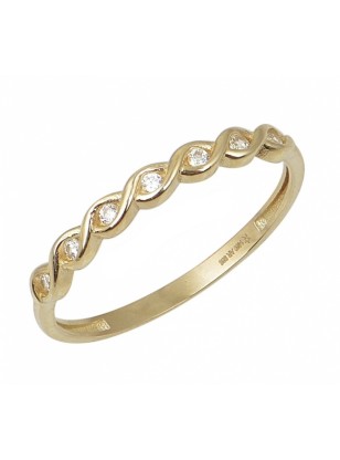 Ring gold K14 in line zircons