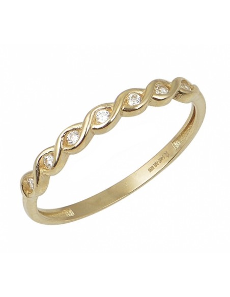 Ring gold K14 in line zircons