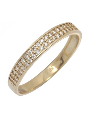 Ring gold K14 with many zircons