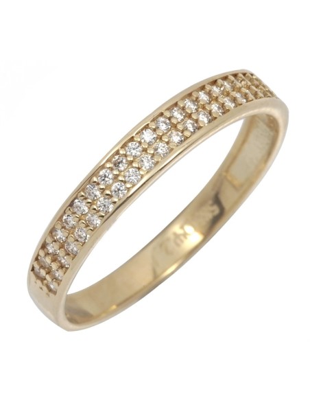 Ring gold K14 with many zircons