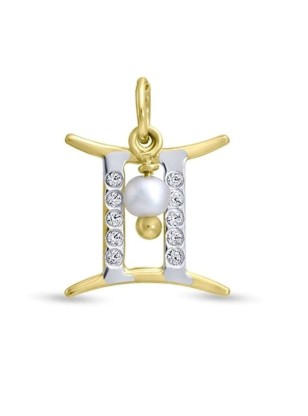 Zodiac Sign 9K Gold Gemini with Birthstone