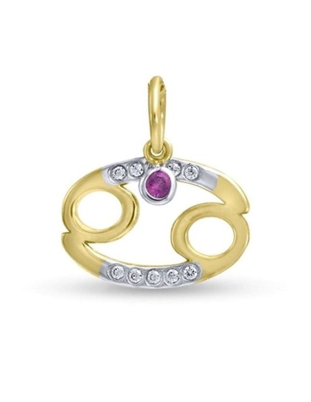 Zodiac Sign 9K Gold Cancer with Birthstone