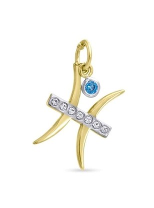 Zodiac Sign 9K Gold Pisces with Birthstone