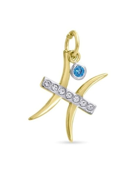 Zodiac Sign 9K Gold Pisces with Birthstone
