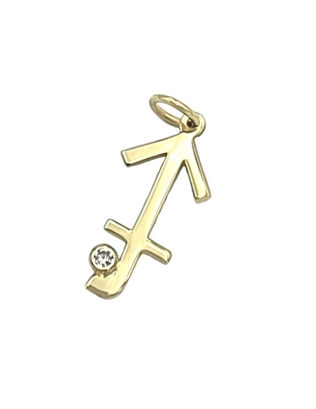 Zodiac Sign 9K Gold Sagittarius with zircon