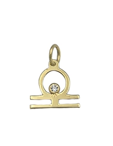 Zodiac Sign 9K Gold Libra with zircon
