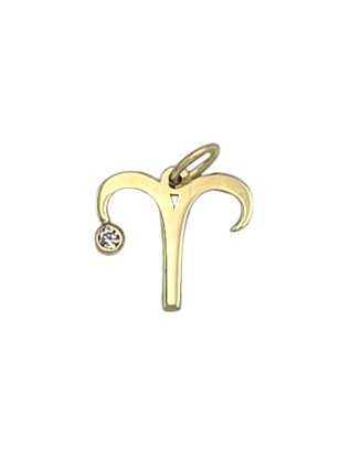 Zodiac Sign 9K Gold Aries with zircon